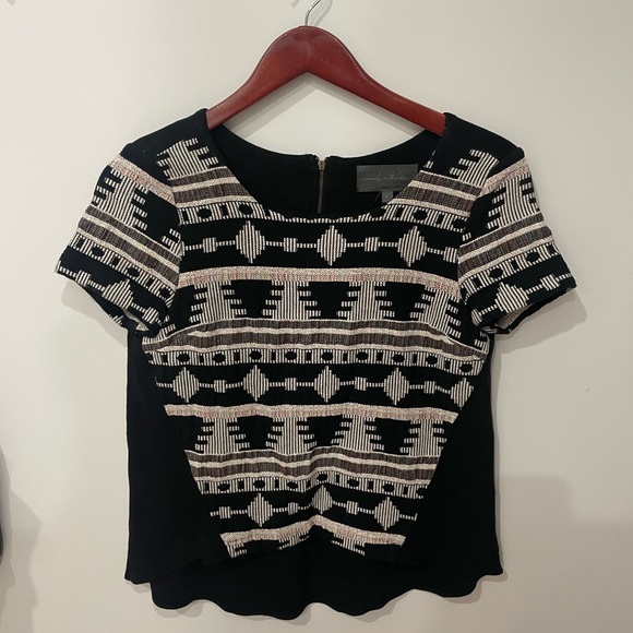 Anthropologie Tops - Sunday In Brooklyn Anthropologie Womens S Aztec Embroidered 100% Cotton Back Zip
